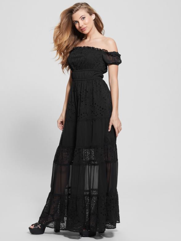 GUESS Women Eco Zena Maxi Dress Black Apparel V28V6340