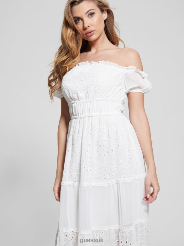 GUESS Women Eco Zena Maxi Dress Pure White Apparel V28V6332