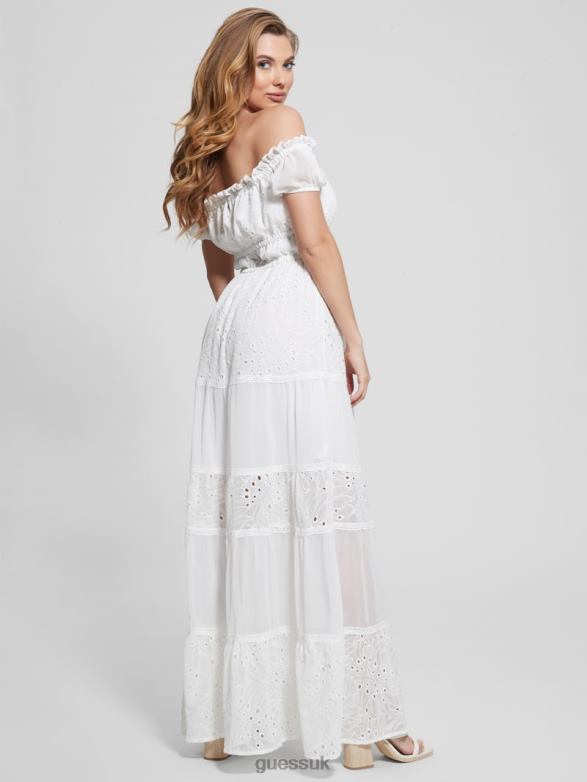 GUESS Women Eco Zena Maxi Dress Pure White Apparel V28V6332
