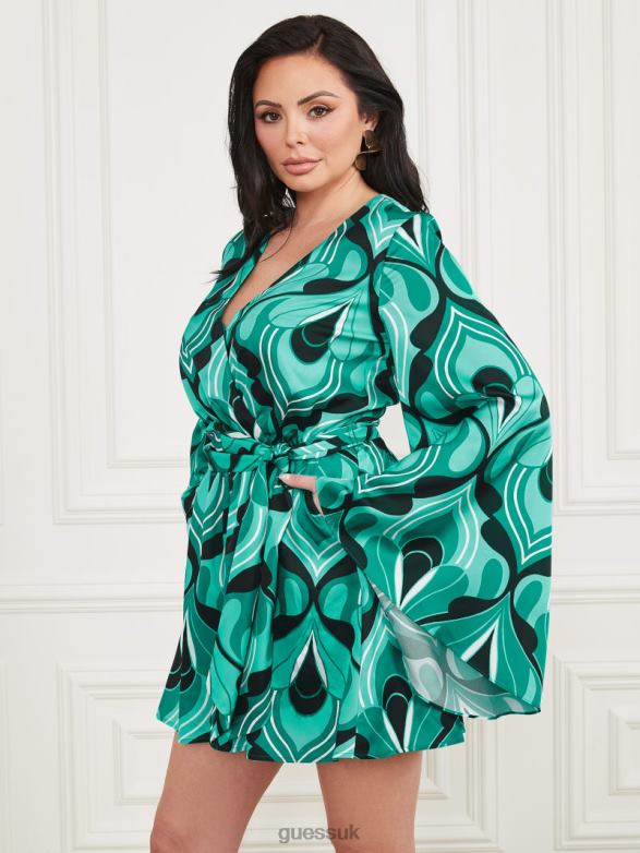GUESS Women Emaya Romper Emerald City Print Apparel V28V6532