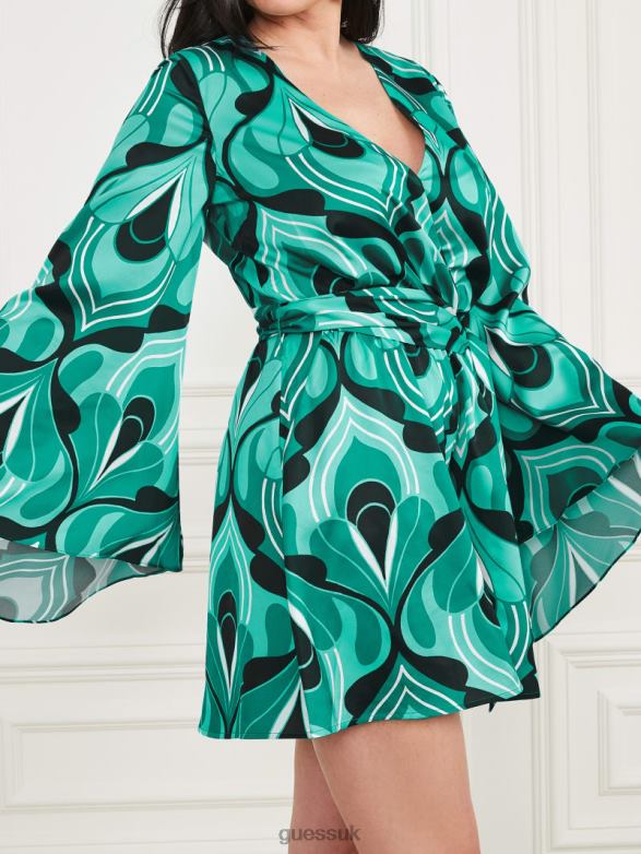 GUESS Women Emaya Romper Emerald City Print Apparel V28V6532