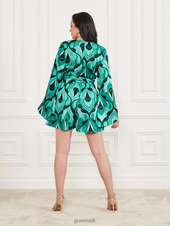 GUESS Women Emaya Romper Emerald City Print Apparel V28V6532