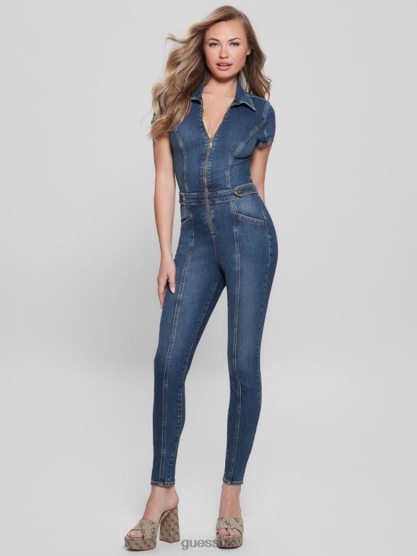 GUESS Women Gemma Denim Jumpsuit Blue Spirit Apparel V28V6183