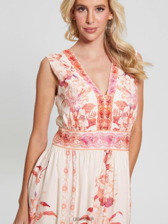 GUESS Women Gisel Printed Maxi Dress Reclaimed Romance Apparel V28V6435