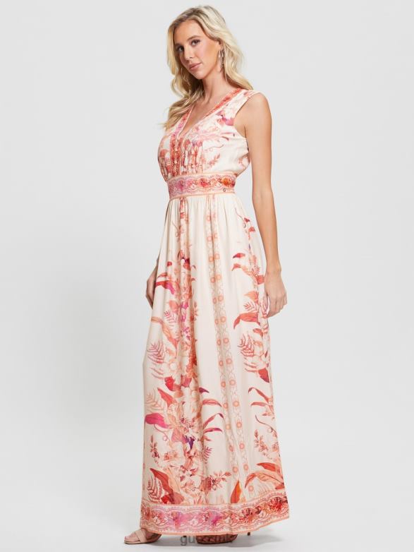 GUESS Women Gisel Printed Maxi Dress Reclaimed Romance Apparel V28V6435