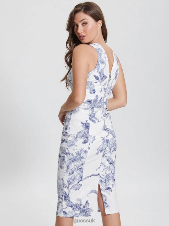 GUESS Women Isabella Floral Dress Porcelain Flower Apparel V28V6456