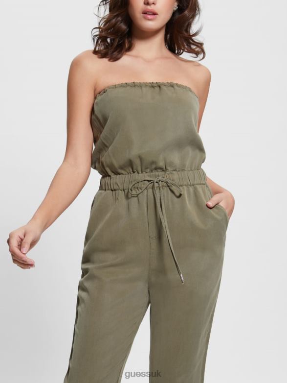 GUESS Women Jade Jumpsuit Army Olive Multi Apparel V28V6348