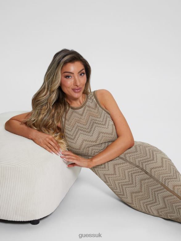 GUESS Women Janet Dress Walnut Shell Apparel V28V6301