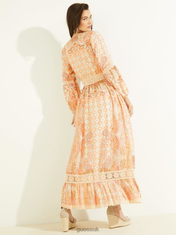 GUESS Women Laurel Maxi Dress Paz Paisley Print Apparel V28V6880
