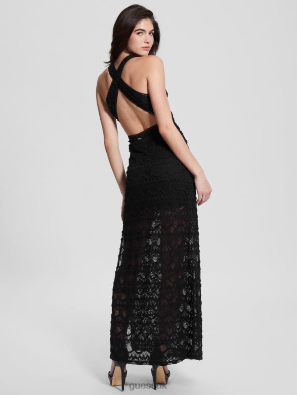 GUESS Women Liza Lace Maxi Dress Black Apparel V28V6388