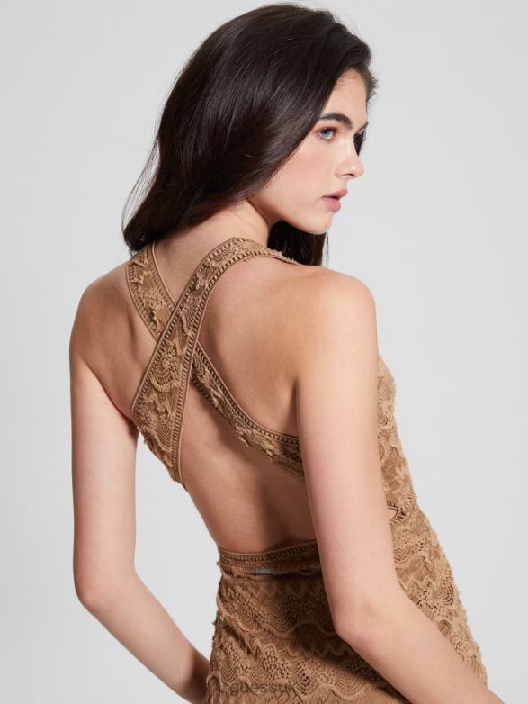 GUESS Women Liza Lace Maxi Dress Desert Storm Apparel V28V6423