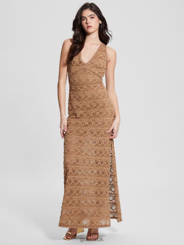 GUESS Women Liza Lace Maxi Dress Desert Storm Apparel V28V6423