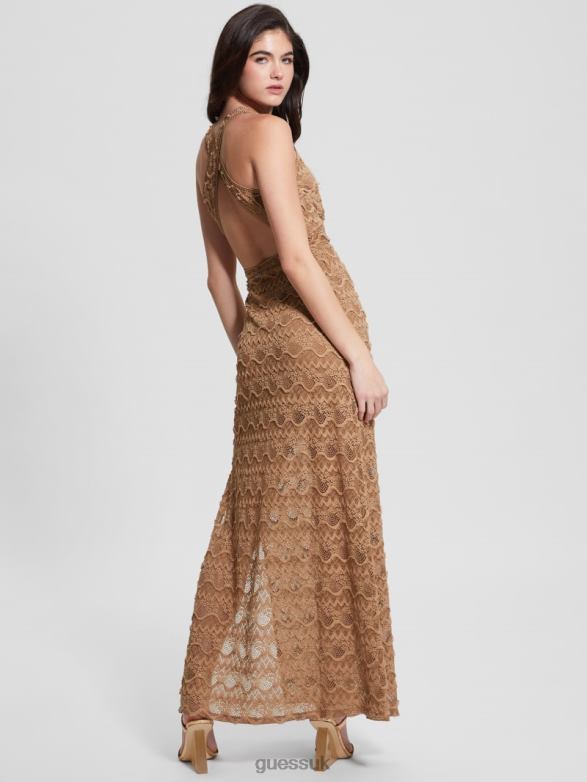 GUESS Women Liza Lace Maxi Dress Desert Storm Apparel V28V6423