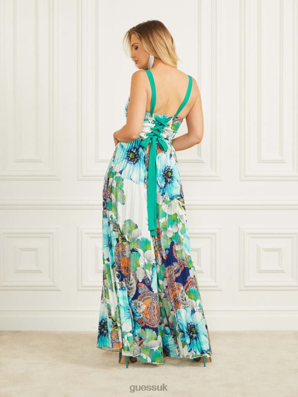 GUESS Women Lucky Charm Pleated Jumpsuit Lucky Charm Print Apparel V28V6336