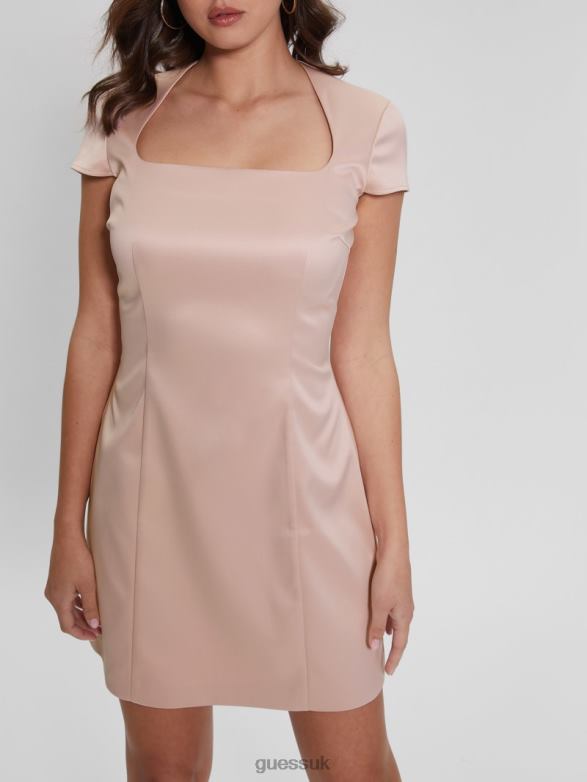 GUESS Women Luna Body Icon Satin Dress Dolly Pink Apparel V28V6298