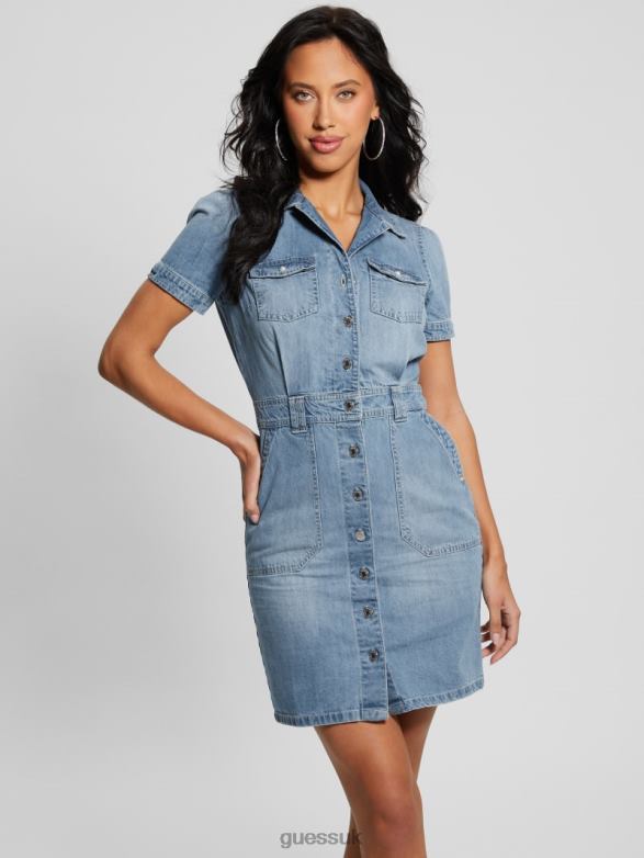 GUESS Women Lylian Denim Dress Lollypop Apparel V28V6109