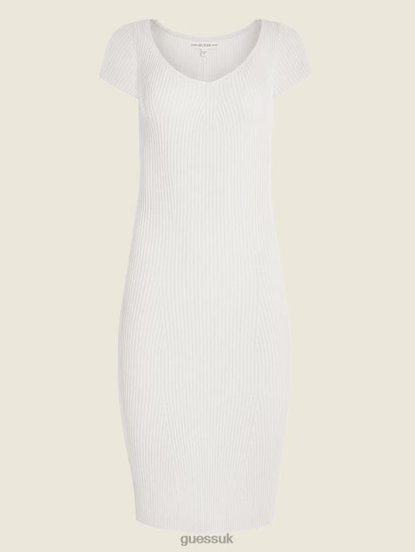 GUESS Women Lynx Midi Sweater Dress Dove White Apparel V28V6703
