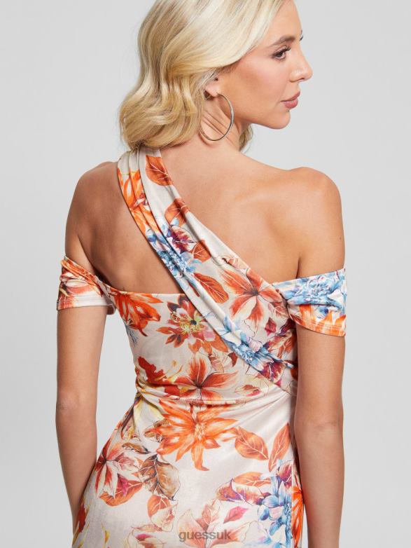 GUESS Women Malori Twisted Strap Dress Sunset Garden Apparel V28V6566