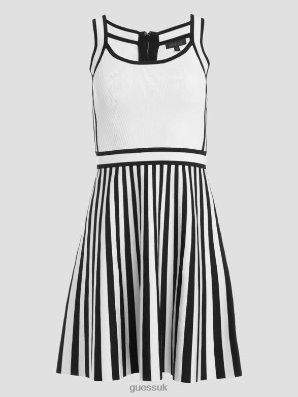 GUESS Women Mirage Nautical Sweater Dress Dove White/Jet Black Apparel V28V6846