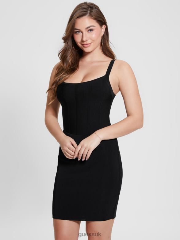 GUESS Women Oasis Mirage Corset Dress Black Apparel V28V6329