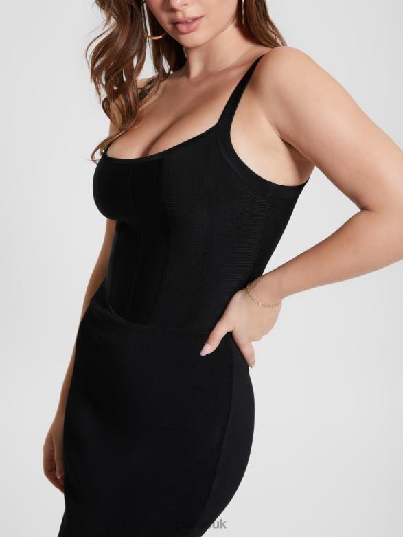 GUESS Women Oasis Mirage Corset Dress Black Apparel V28V6329