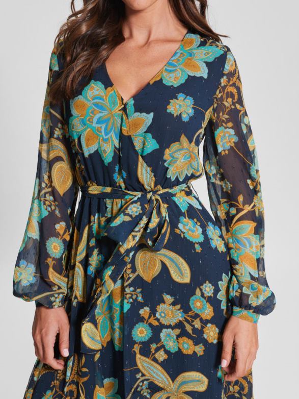 GUESS Women Oriane Maxi Dress Nature Girl Print Apparel V28V6792