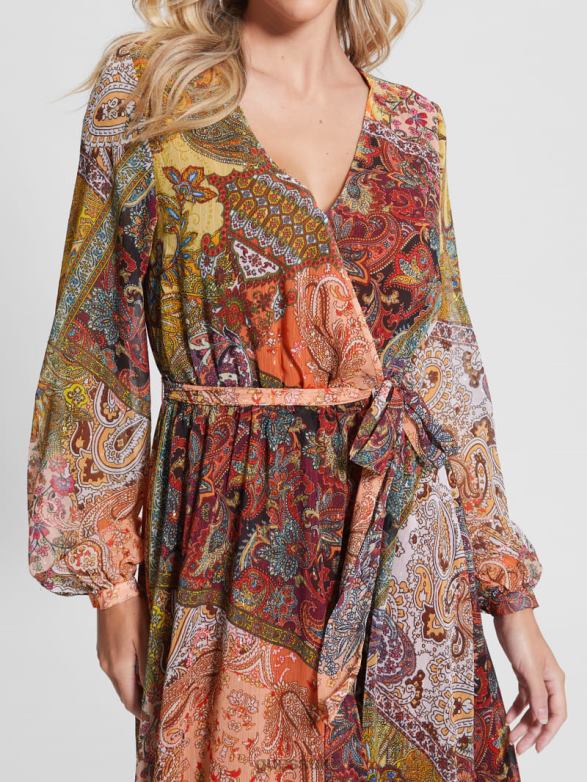 GUESS Women Oriane Maxi Dress Paisley Fields Print Apparel V28V6774