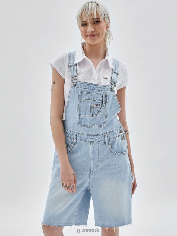 GUESS Women Originals Carpenter Shortalls Go Fez Lt Wash Apparel V28V6164