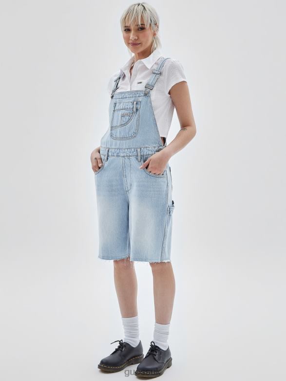 GUESS Women Originals Carpenter Shortalls Go Fez Lt Wash Apparel V28V6164