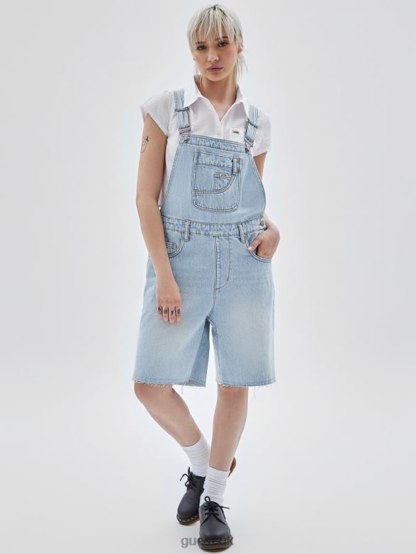 GUESS Women Originals Carpenter Shortalls Go Fez Lt Wash Apparel V28V6164