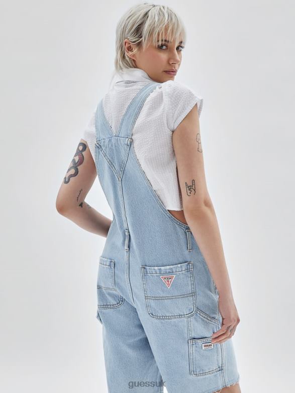 GUESS Women Originals Carpenter Shortalls Go Fez Lt Wash Apparel V28V6164