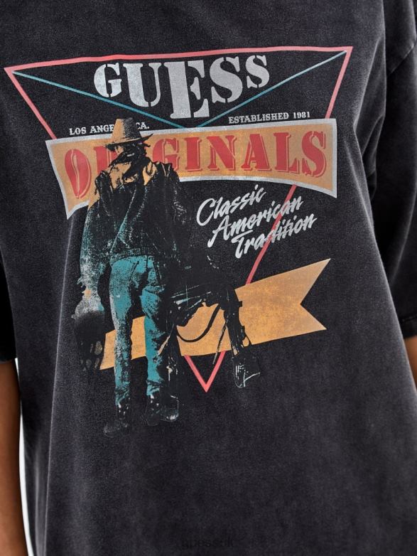 GUESS Women Originals T-Shirt Dress Jet Black Multi Apparel V28V6365