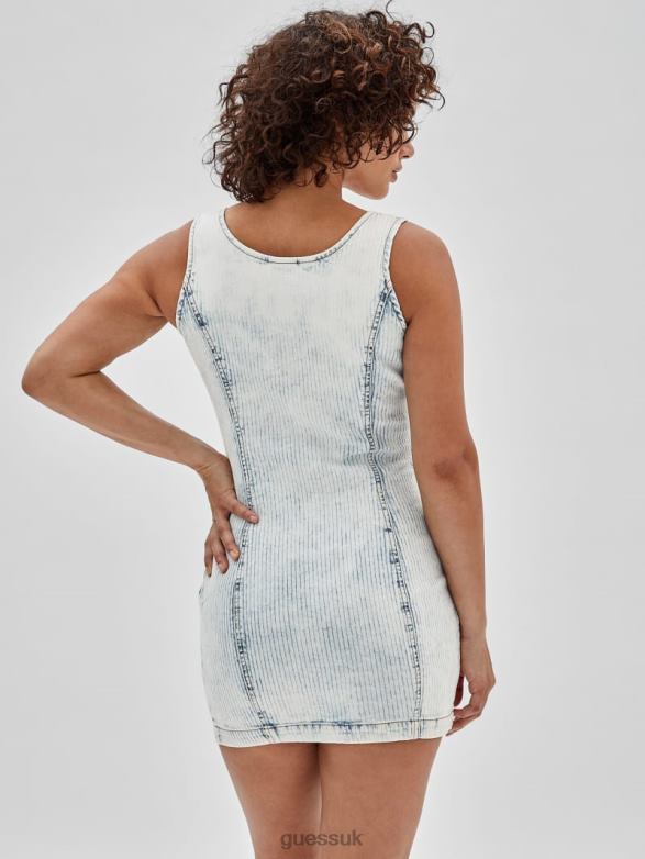GUESS Women Originals Zip Dress Light Snow Wash Apparel V28V6425