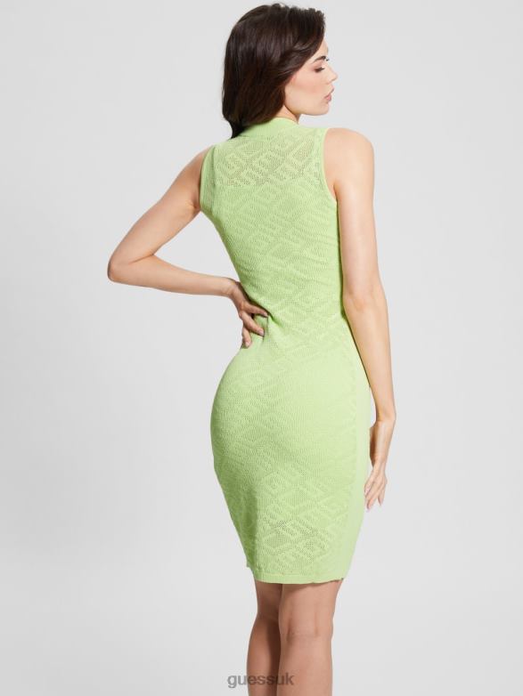 GUESS Women Paula Logo Knit Mini Dress Honeydew Green Apparel V28V6594