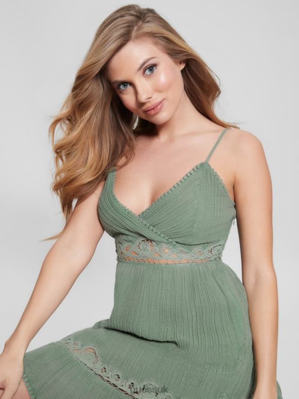 GUESS Women Quincy Dress Ocean Sage Multi Apparel V28V6448