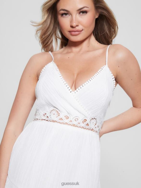GUESS Women Quincy Dress Pure White Apparel V28V6489
