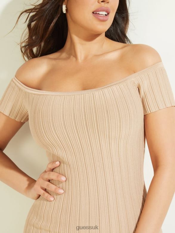 GUESS Women Ranya Sweater Dress Nude Sand Apparel V28V6656