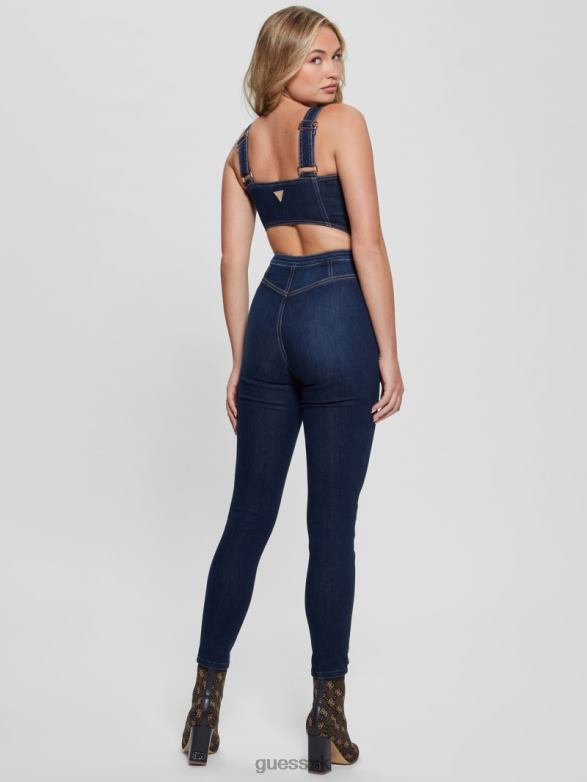 GUESS Women Reina Denim Jumpsuit Plume Dark Apparel V28V694