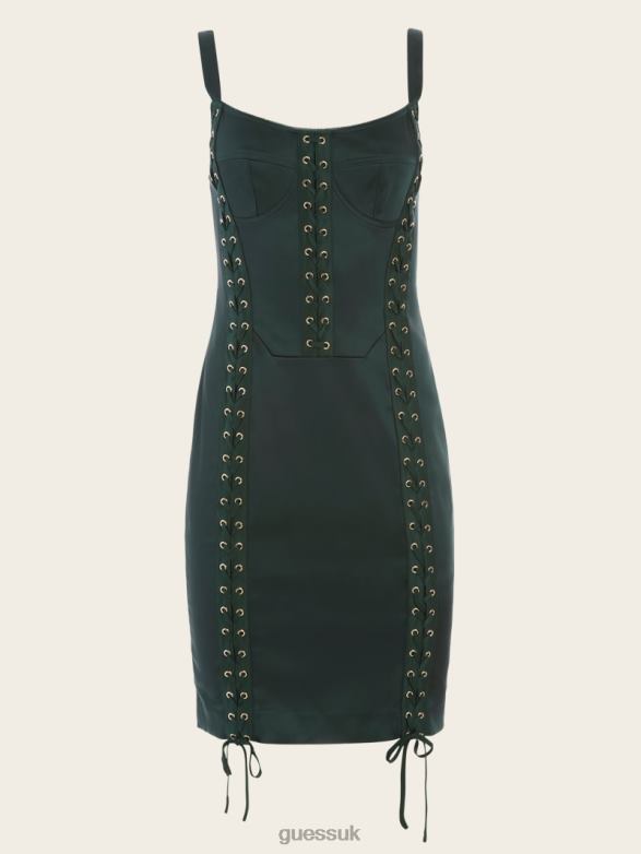 GUESS Women Renaissance Lace-Up Dress Chenille Green Apparel V28V6581