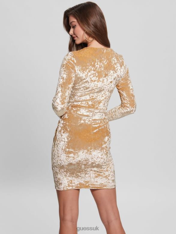 GUESS Women Sophie Velvet Dress Sahara Sand Apparel V28V6777