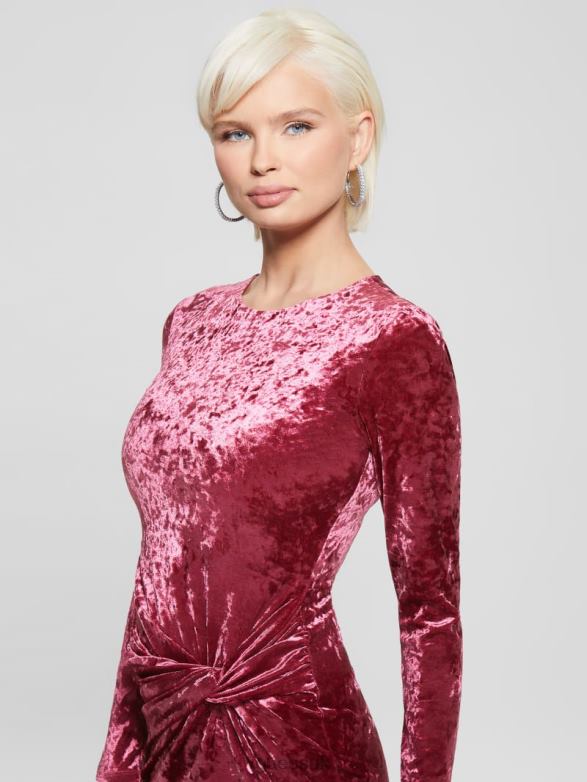 GUESS Women Sophie Velvet Dress Tragic Stone Apparel V28V6857