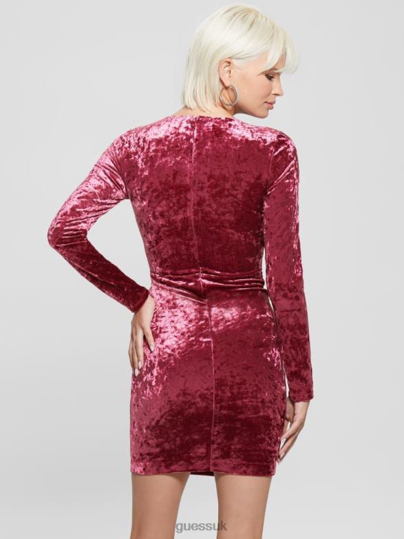 GUESS Women Sophie Velvet Dress Tragic Stone Apparel V28V6857