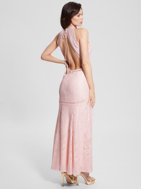 GUESS Women Sunset Lace Maxi Dress Blush Breeze Multi Apparel V28V6468