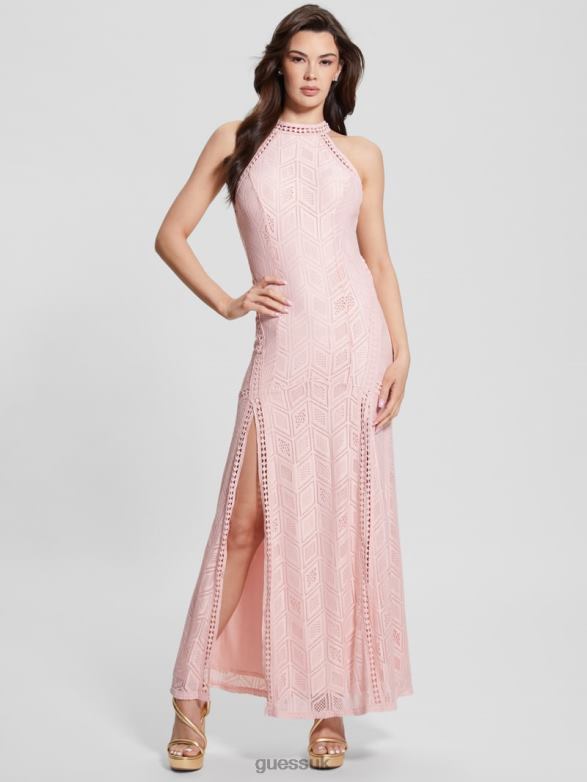 GUESS Women Sunset Lace Maxi Dress Blush Breeze Multi Apparel V28V6468
