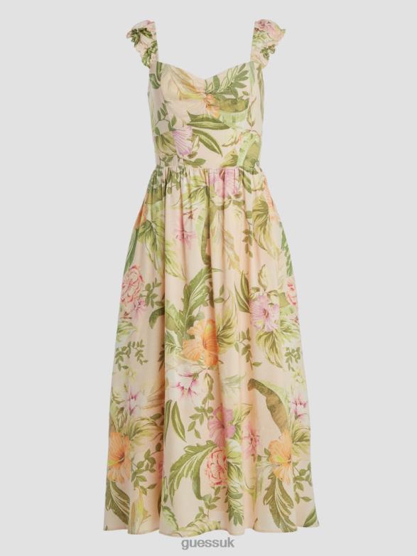 GUESS Women Susanna Midi Dress Heirloom Hibiscus Apparel V28V6685