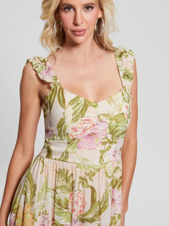 GUESS Women Susanna Midi Dress Heirloom Hibiscus Apparel V28V6685