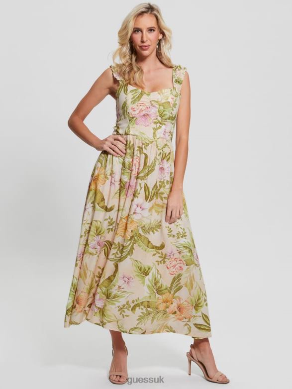 GUESS Women Susanna Midi Dress Heirloom Hibiscus Apparel V28V6685