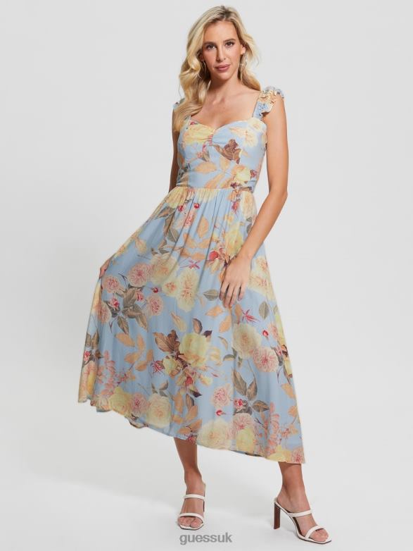 GUESS Women Susanna Midi Dress Peach Fiore Apparel V28V6451