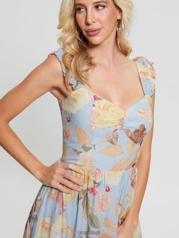 GUESS Women Susanna Midi Dress Peach Fiore Apparel V28V6451
