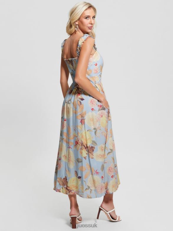 GUESS Women Susanna Midi Dress Peach Fiore Apparel V28V6451